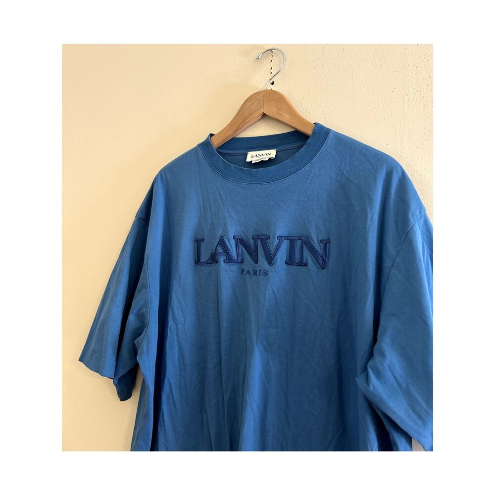 Oversized Embroidered Applique Lanvin Paris T-shirt Neptune Blue Men's Tall XL
